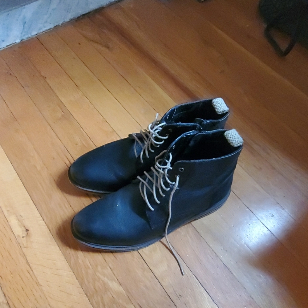 Black leather boots
